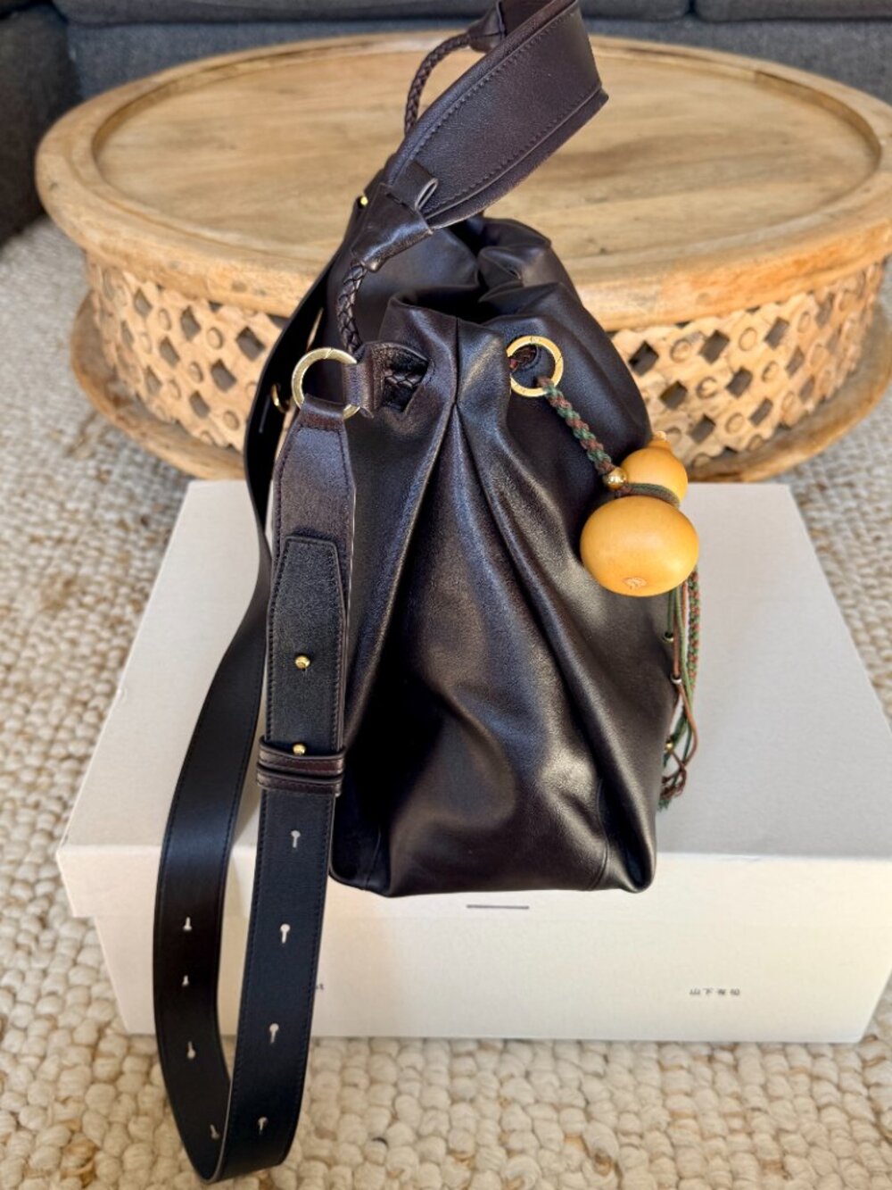 Medium Songmont Gather Bag in Ebony w/ Wish Seeds + Lucky Gourd Charms - Picture 3 of 13
